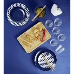 Assiette plate en porcelaine décor bleu Ø 27 cm < Gifi New