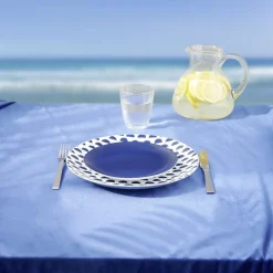 Assiette plate en porcelaine décor bleu Ø 27 cm < Gifi New