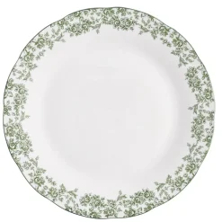 Assiette plate en porcelaine Ø26 cm imprimé toile de Jouy vert
