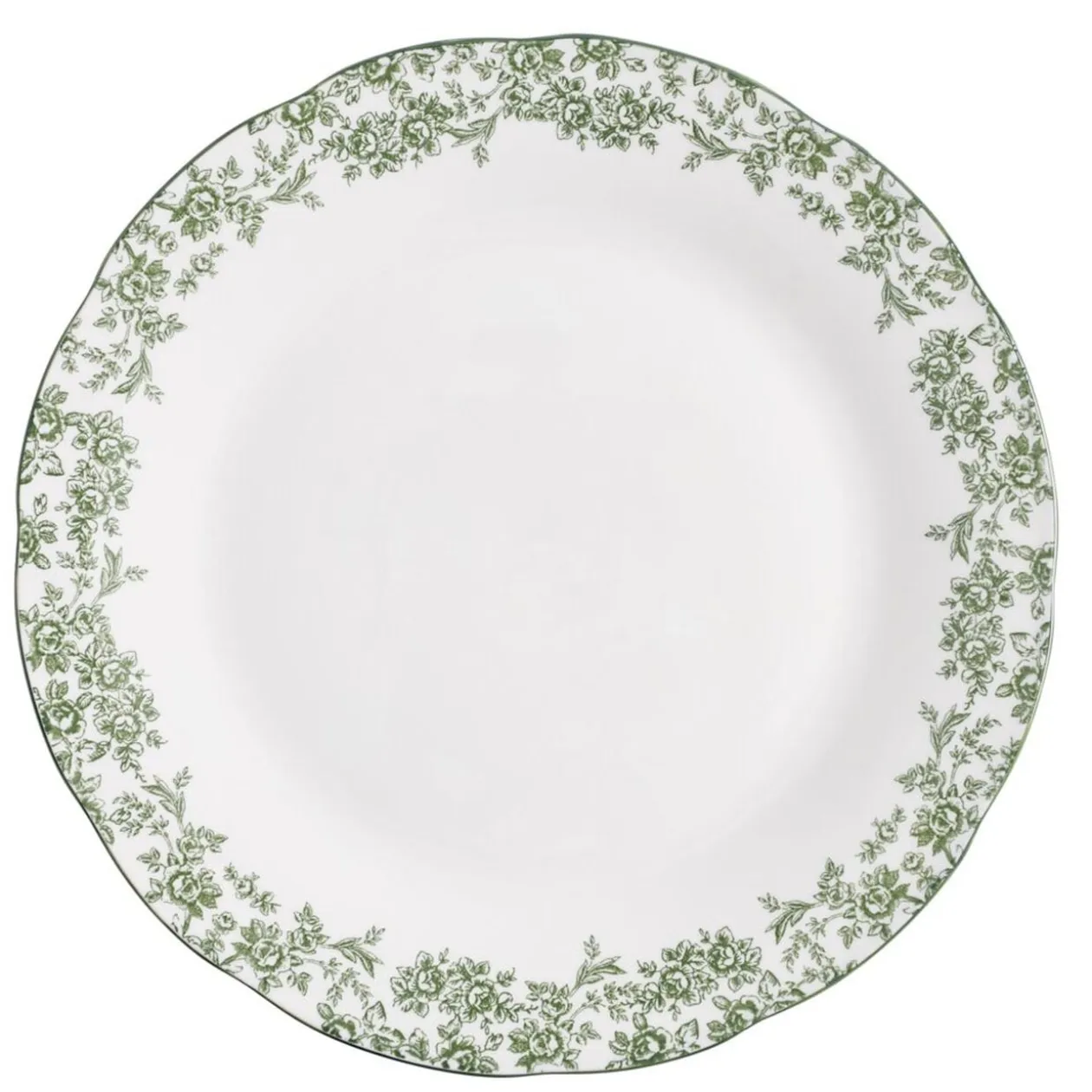 Assiette plate en porcelaine Ø26 cm imprimé toile de Jouy vert