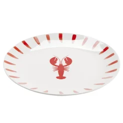 Assiette plate en porcelaine décor marin Ø26cm (2 modèles sardine ou homard)