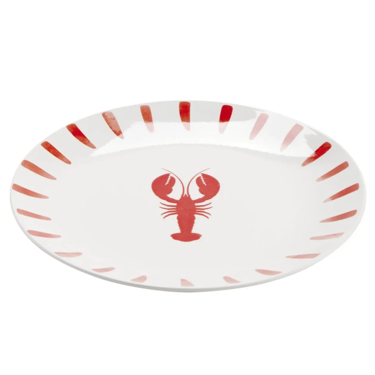 Assiette plate en porcelaine décor marin Ø26cm (2 modèles sardine ou homard)