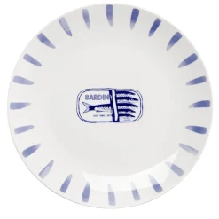 Assiette plate en porcelaine décor marin Ø26cm (2 modèles sardine ou homard)