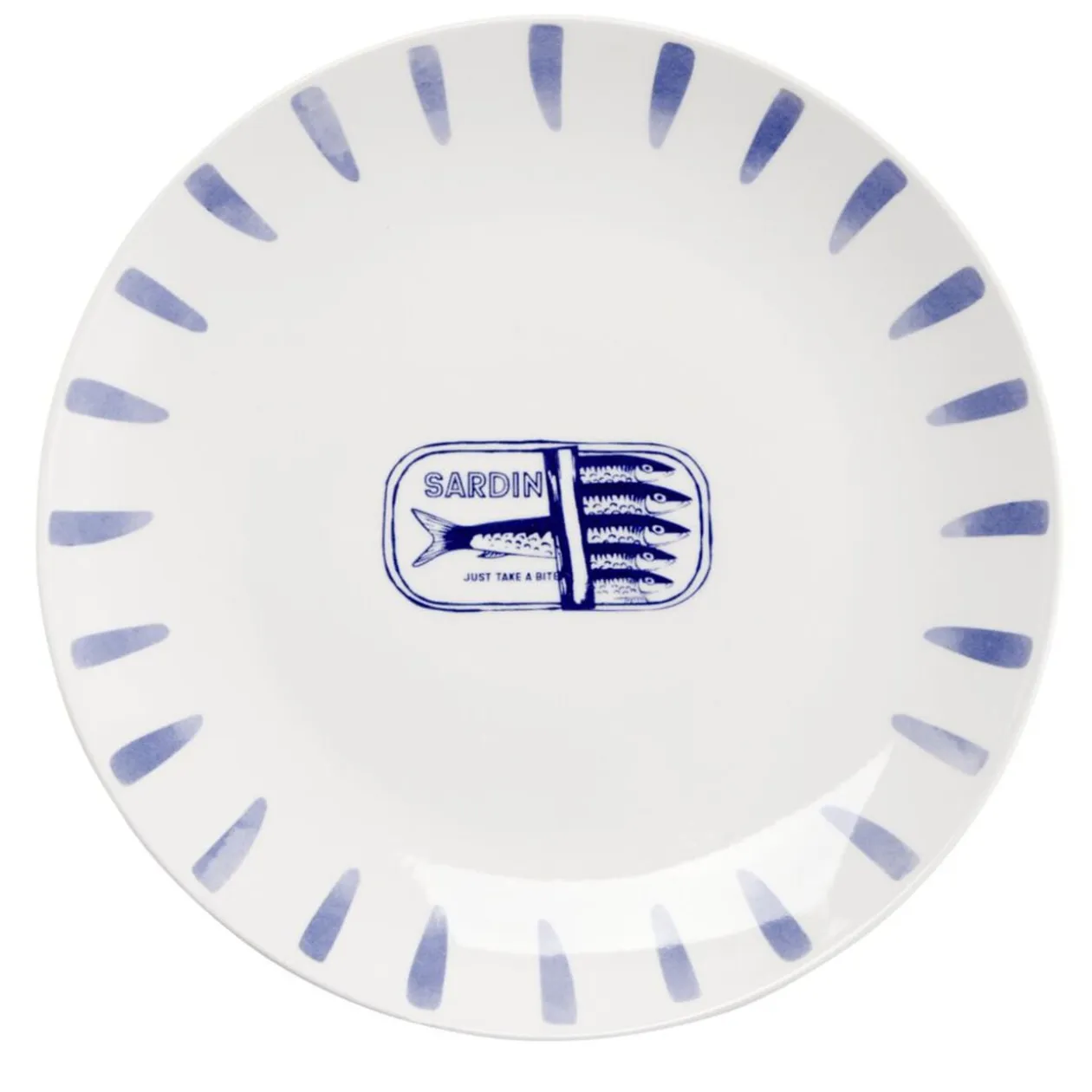 Assiette plate en porcelaine décor marin Ø26cm (2 modèles sardine ou homard)