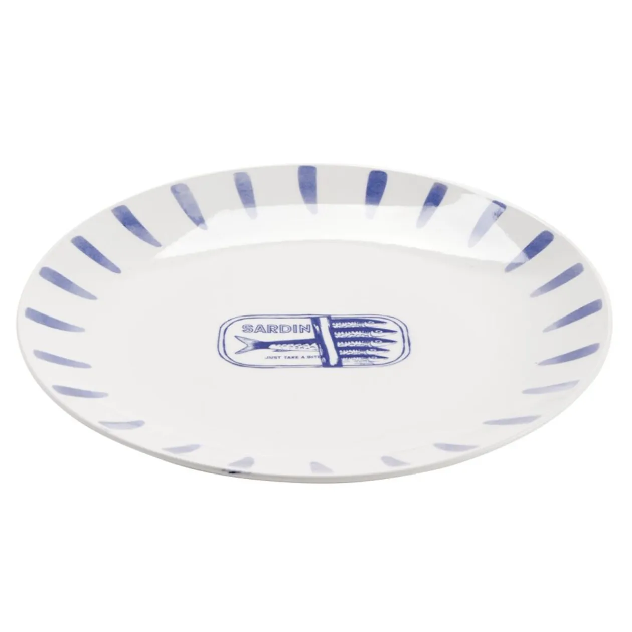 Assiette plate en porcelaine décor marin Ø26cm (2 modèles sardine ou homard)