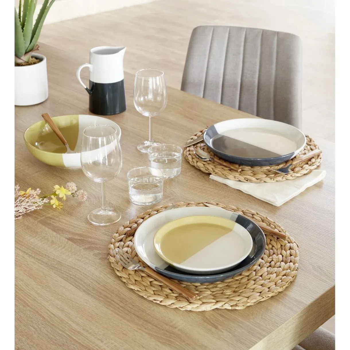 Assiette plate faïence blanc et gris Ø26cm < Gifi Sale