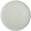 Assiette plate faïence unie verte avec motif relief Ø27xH2cm