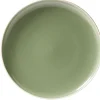 Assiette plate faïence vert bord liseré crème Ø27cm < Gifi Outlet