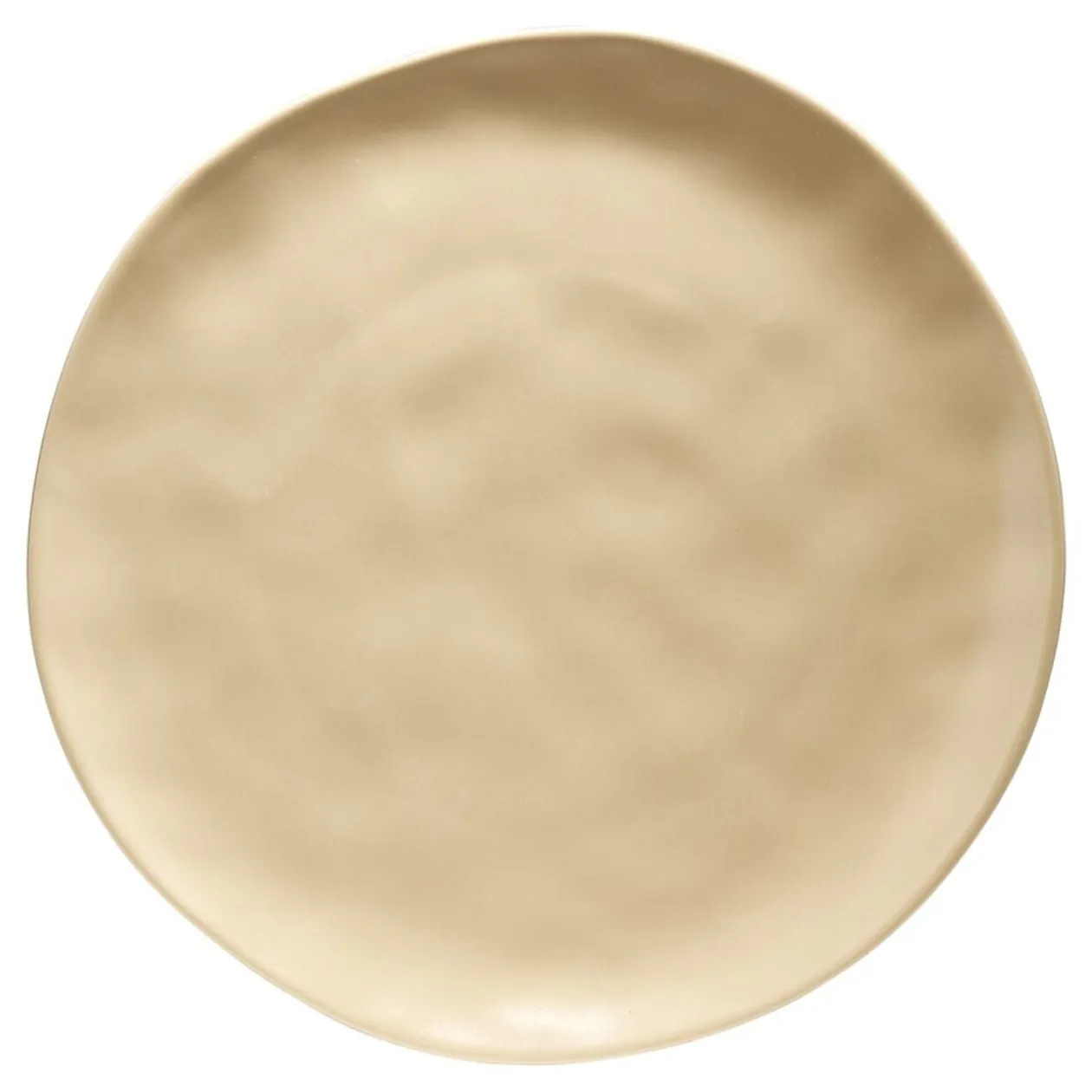 Assiette plate forme organique grès beige Ø26cm