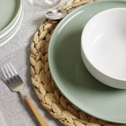 Assiette plate Oslo en grès vert Ø27cm