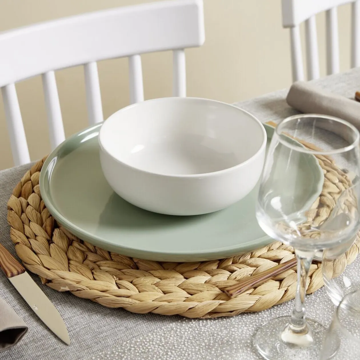 Assiette plate Oslo en grès vert Ø27cm
