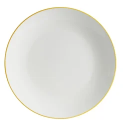 Assiette plate porcelaine blanc liseré jaune Ø26,5cm < Gifi Clearance