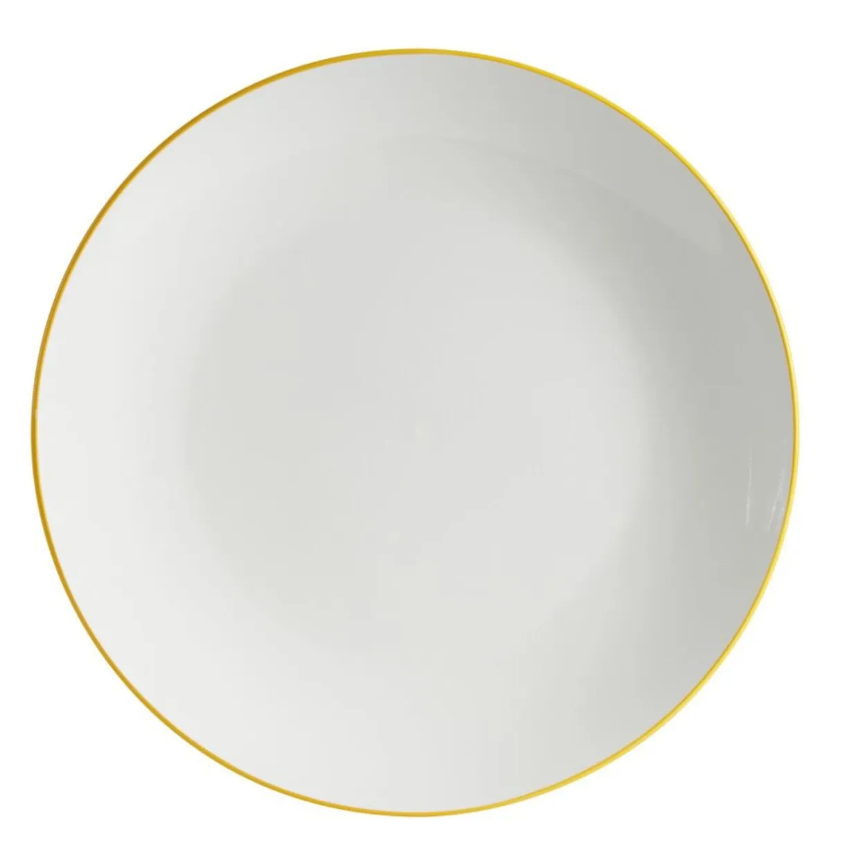 Assiette plate porcelaine blanc liseré jaune Ø26,5cm < Gifi Clearance