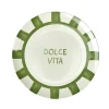Assiette plate porcelaine "Dolce Vita" blanche et verte Ø26,5cm