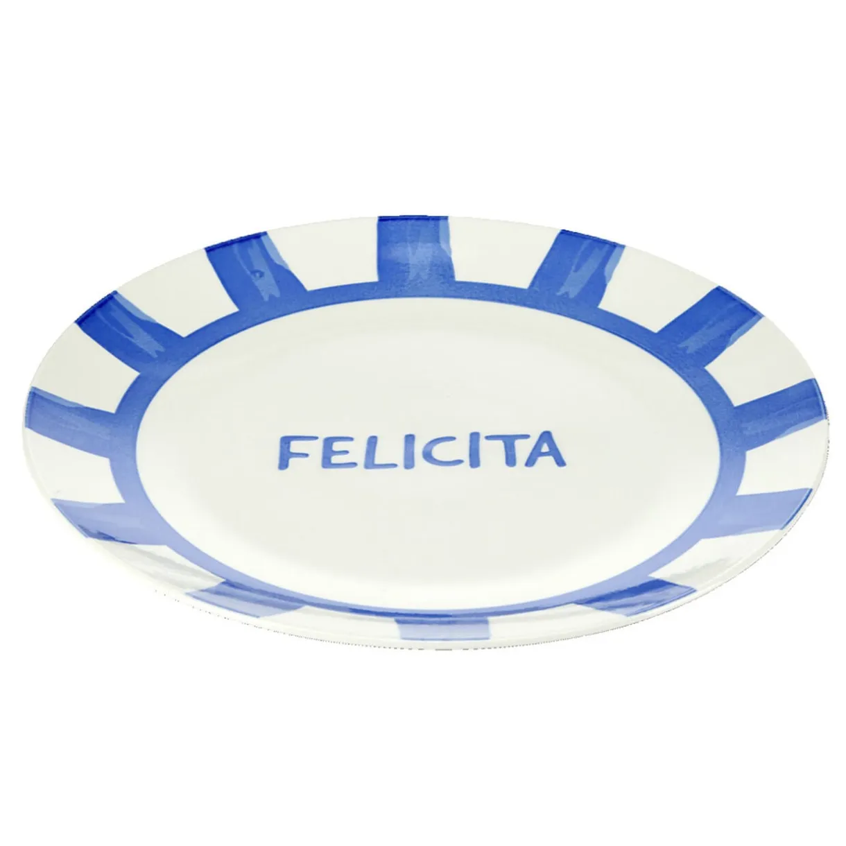 Assiette plate porcelaine "Felicita" blanche et bleue Ø26,5cm < Gifi