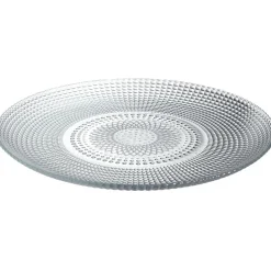 Assiette plate ronde effet relief blanc transparent Ø26,8 cm < Gifi New