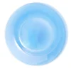 Assiette plate ronde liseré blanc verre transparent bleu Ø26cm