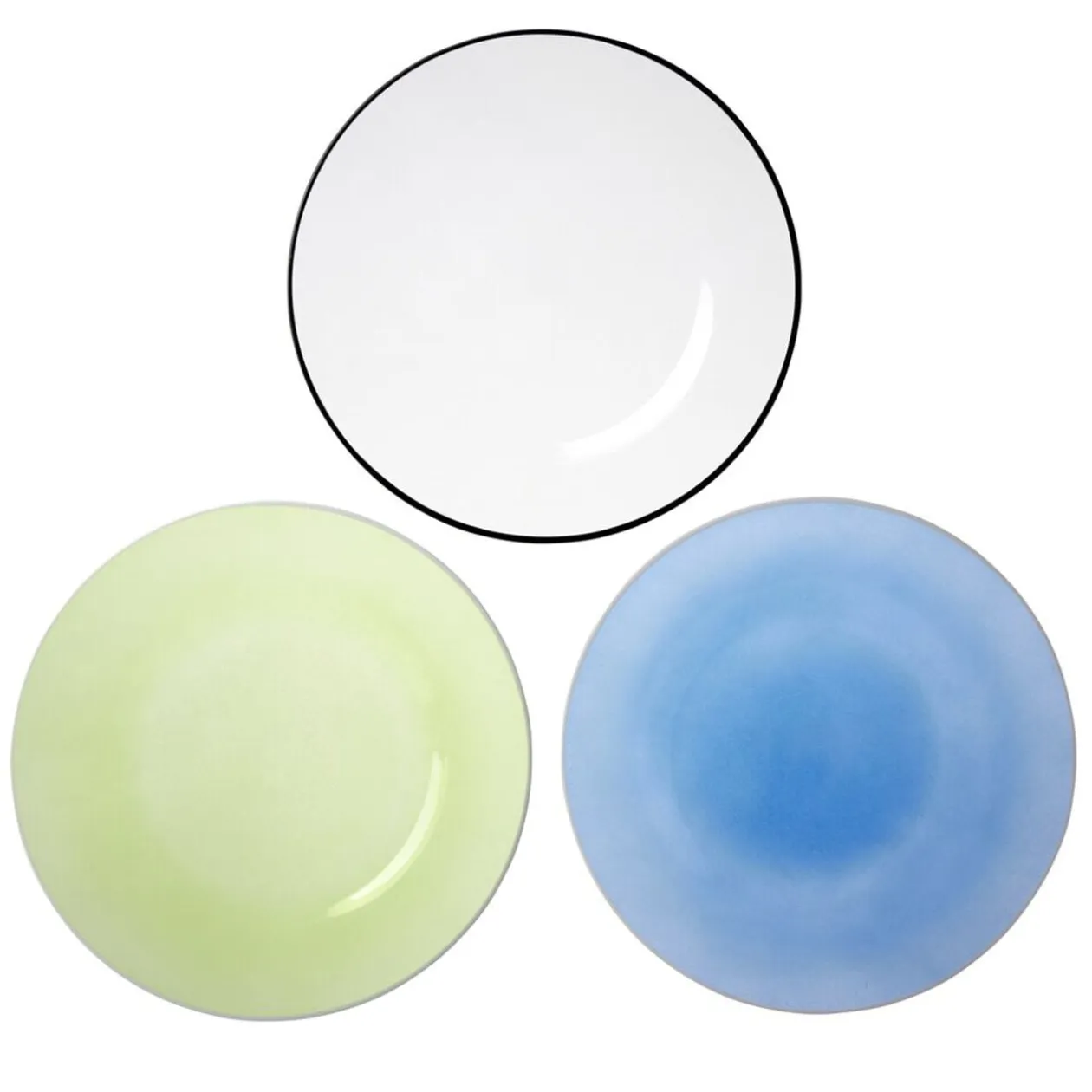 Assiette plate ronde liseré blanc verre transparent bleu Ø26cm