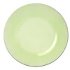 Assiette plate ronde liseré blanc verre transparent vert sauge Ø26cm