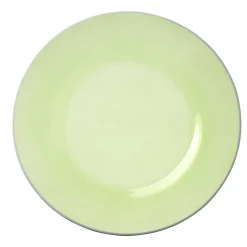 Assiette plate ronde liseré blanc verre transparent vert sauge Ø26cm