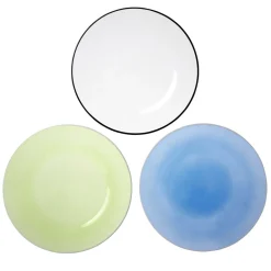 Assiette plate ronde liseré noir verre transparent Ø26cm