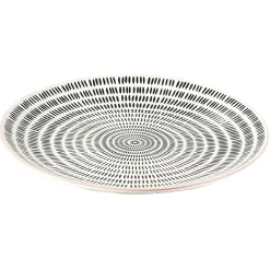 Assiette plate ronde motif géométrique noir et blanc Ø26.5cm (3 modèles)