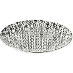 Assiette plate ronde motif géométrique noir et blanc Ø26.5cm (3 modèles)