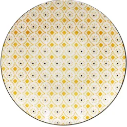 Assiette plate ronde Praia motif blanc jaune noir Ø26.5cm < Gifi Discount