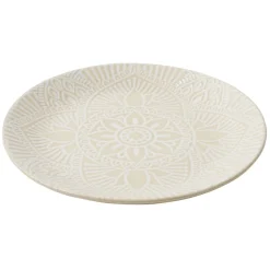 Assiette plate ronde Sahara arabesque céramique beige Ø19,5cm < Gifi Outlet