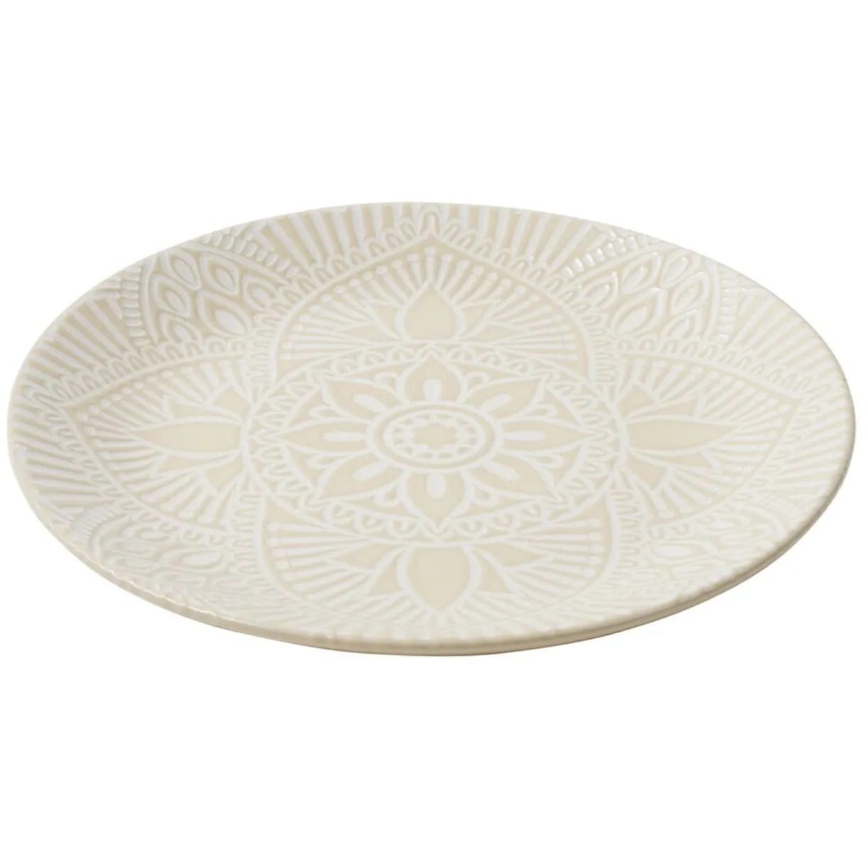 Assiette plate ronde Sahara arabesque céramique beige Ø19,5cm < Gifi Outlet