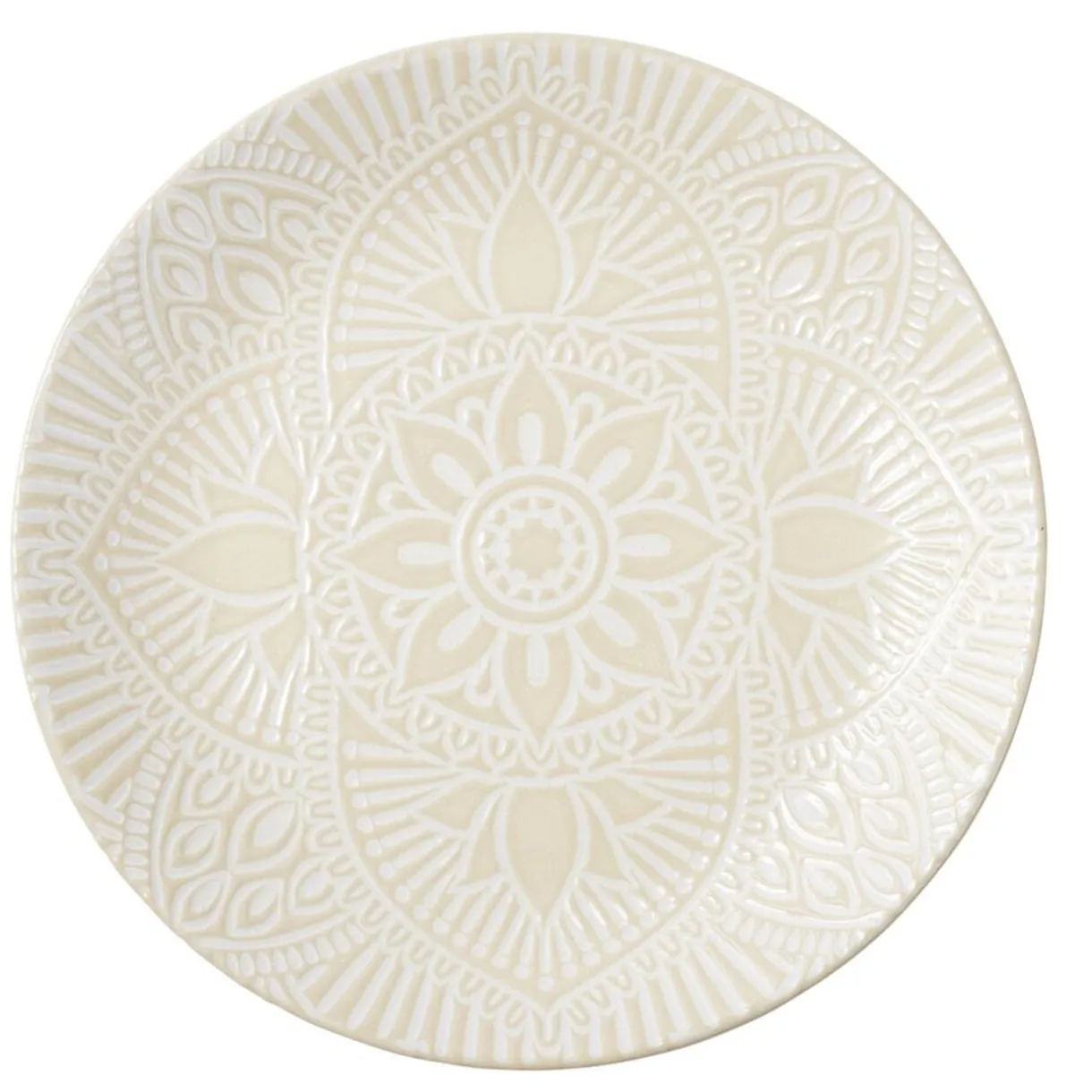 Assiette plate ronde Sahara arabesque céramique beige Ø19,5cm < Gifi Outlet