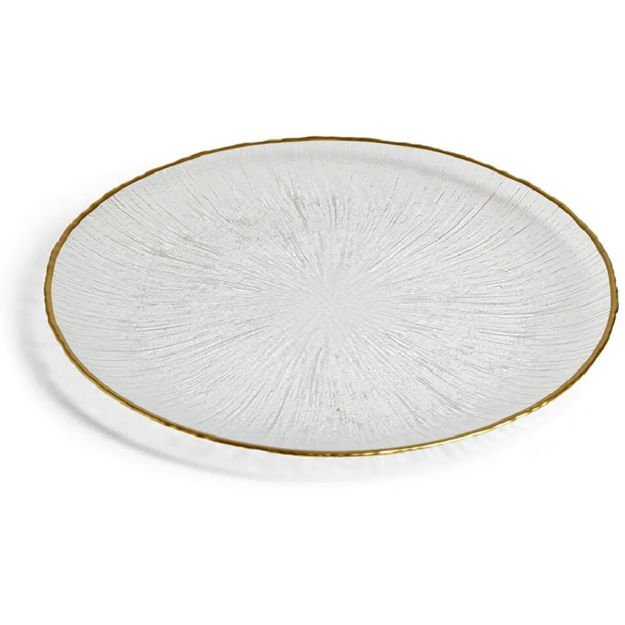 Assiette plate ronde verre transparent rebord doré Ø28cm < Gifi Best