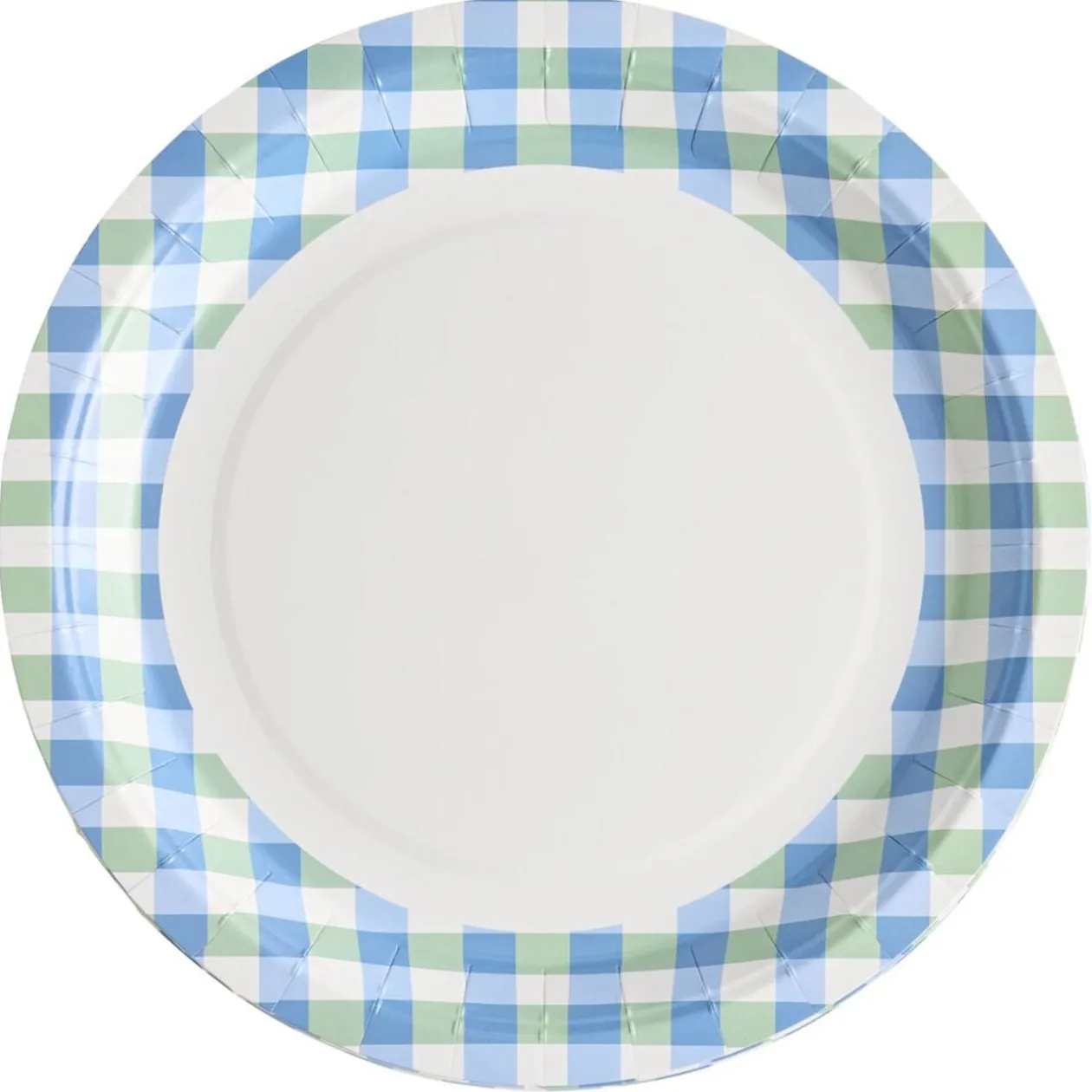 Assiette plate x8 carton motif carreaux blanc et bleu Ø23cm