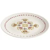 Assiette plate x4 ronde faïence beige motif floral vintage rose et orange Ø26cm