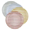 Assiette porcelaine x4 rayures blanches et colorées Ø24cm