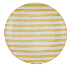 Assiette porcelaine x4 rayures blanches et colorées Ø24cm