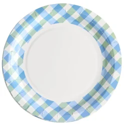 Assiettes dessert x8 carton motif carreaux blanc et bleu Ø18cm < Gifi Outlet