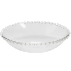 Assiette à soupe céramique transparente bord perle Ø18,5cm