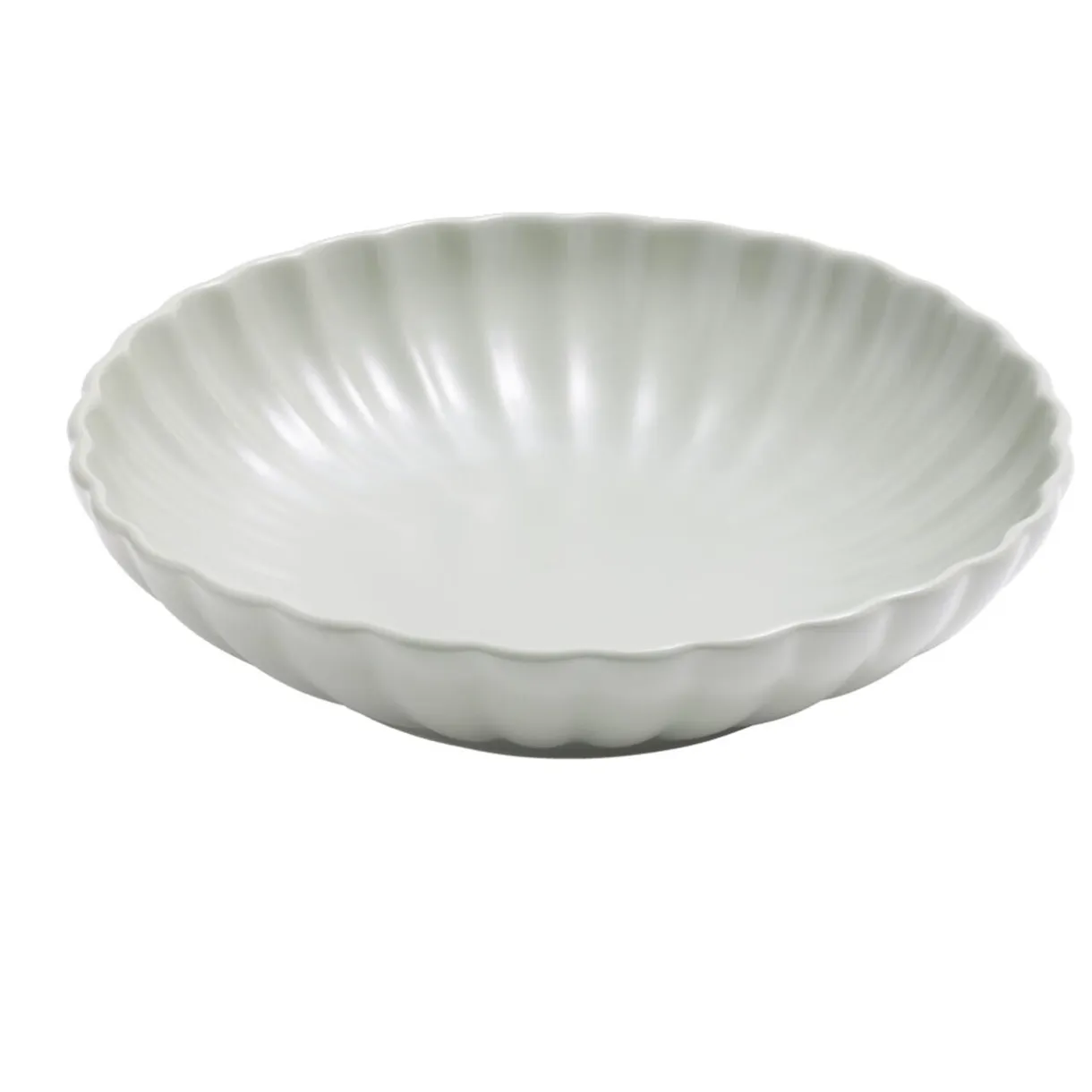 Assiette à soupe Venise rebord ondulé faïence vert sauge Ø20cm < Gifi Online