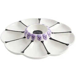 Assiette à tapas Halloween motif tête de mort dolomite blanc Ø24cm < Gifi Discount