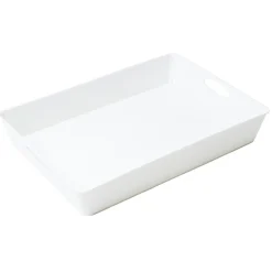 Bac de rangement plastique blanc avec poignée 37,5x26xH6cm < Gifi Hot