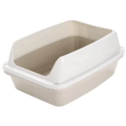 Bac à litière avec système de nettoyage plastique beige et blanc 56x40xH25cm < Gifi Discount