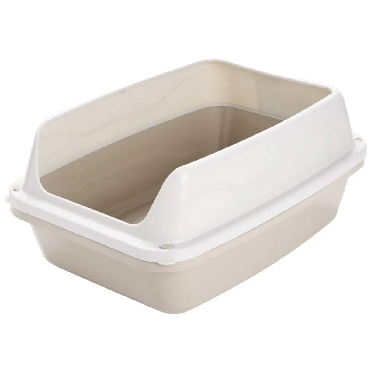Bac à litière avec système de nettoyage plastique beige et blanc 56x40xH25cm < Gifi Discount