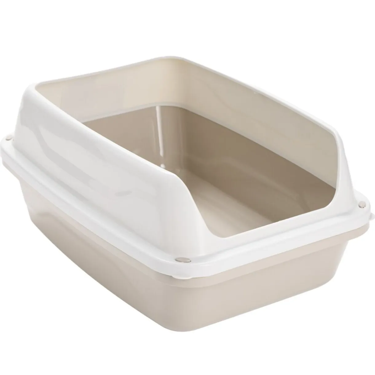 Bac à litière avec système de nettoyage plastique beige et blanc 56x40xH25cm < Gifi Discount
