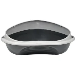 Bac à litière d'angle pour chat plastique noir 49x40xH17,5cm
