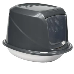 Bac à litière dôme pour chat plastique gris 46x36xH31,5cm < Gifi Hot
