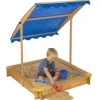 Bac à sable avec toit inclinable en bois et toile bleue 118x118xH118cm < Gifi Sale