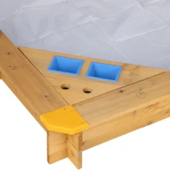 Bac à sable avec toit inclinable en bois et toile bleue 118x118xH118cm < Gifi Sale