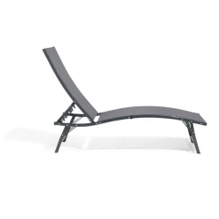 Bain de soleil Bahia pliant 5 positions gris 182x55xH34-92cm < Gifi Online