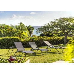 Bain de soleil Bahia pliant 5 positions gris 182x55xH34-92cm < Gifi Online